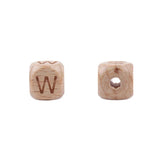 12mm 20Pcs Cube Wooden Beads Square Letter Alphabet Beech Wood Jewel