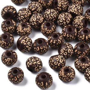 10-20Pc DIY Leopard Print Wooden Beads for Bracelet Jewelry