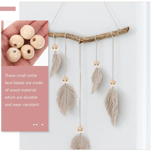 50Pcs Smile Face Wooden Beads Round Ball Loose Bead for DIY Craft