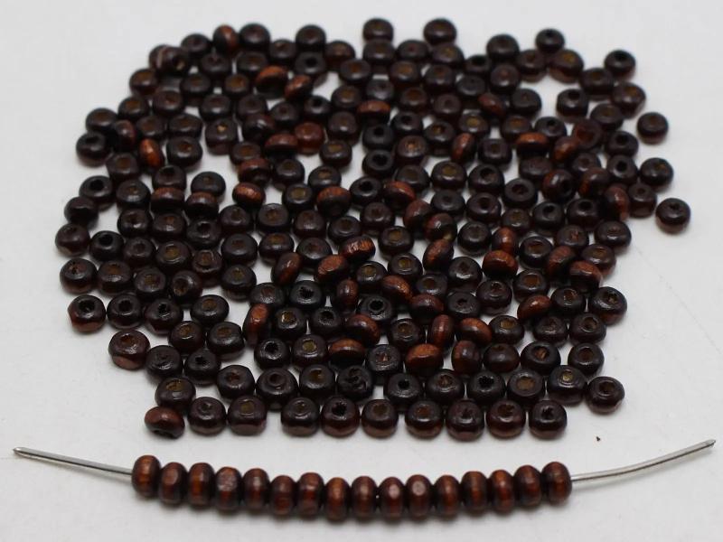 1000 Brown 4mm Round Wood Seed Beads