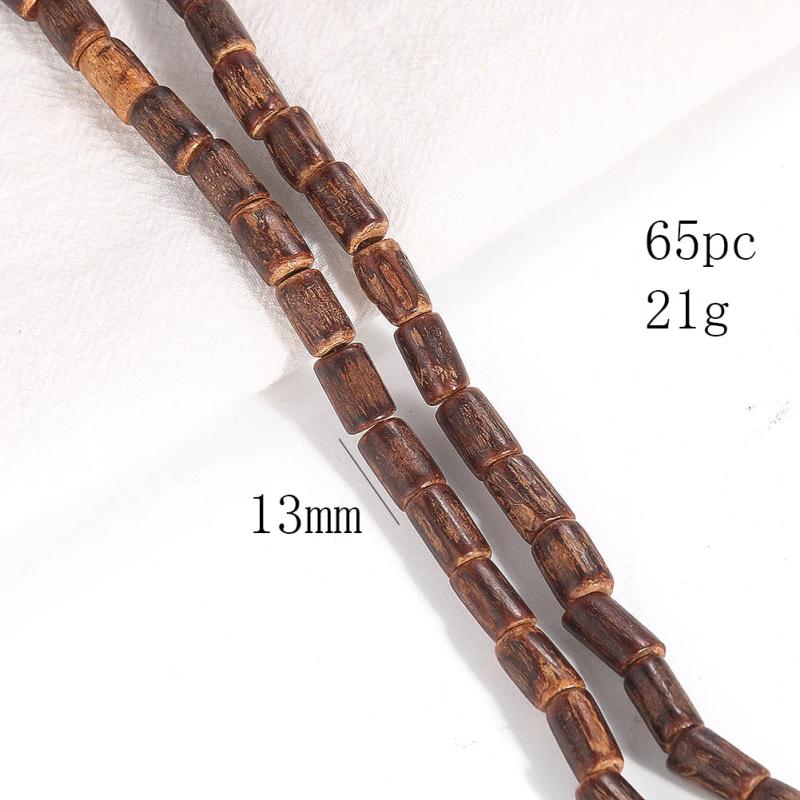 65PC 1 String 13MM Bamboo Knots Cylinder Natural Coconut Shell Wood Spacer Beads