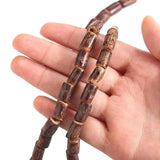 65PC 1 String 13MM Bamboo Knots Cylinder Natural Coconut Shell Wood Spacer Beads