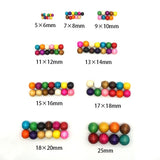 100pcs Natural Wood Loose Beads 5x6 7x8 9x10 11x12mm Multicolors Big Hole