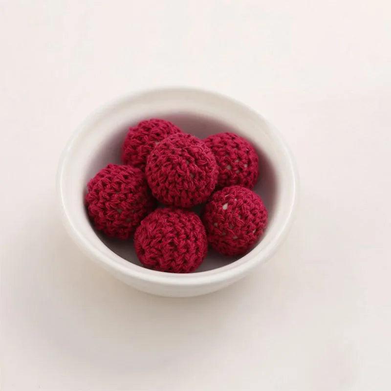 10pcs Wooden Crochet Beads Chewable Beads DIY Wooden Teething Knitting Beads