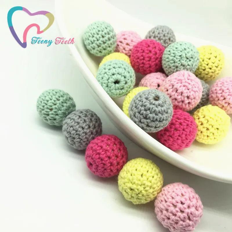 10PCS Pink Fuchsia Baby Accessories Crochet Wood Beads DIY Nursing Jewelry Organ