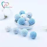 10PCS Pink Fuchsia Baby Accessories Crochet Wood Beads DIY Nursing Jewelry Organ