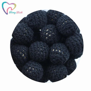 10PCS 16-20 MM Crochet Wooden Round Beads DIY Nursing Jewelry Teething Teether