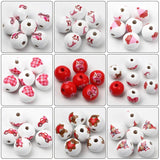 Natural Wooden Beads With Pattern for Jewelry Making DIY