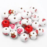 Natural Wooden Beads With Pattern for Jewelry Making DIY