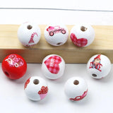 Natural Wooden Beads With Pattern for Jewelry Making DIY