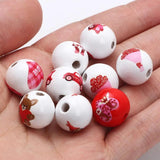 Natural Wooden Beads With Pattern for Jewelry Making DIY