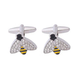 Crystal Yellow Enamel Bumblebee Cufflinks Silvery