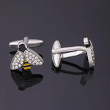 Crystal Yellow Enamel Bumblebee Cufflinks Silvery