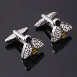 Crystal Yellow Enamel Bumblebee Cufflinks Silvery