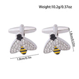 Crystal Yellow Enamel Bumblebee Cufflinks Silvery