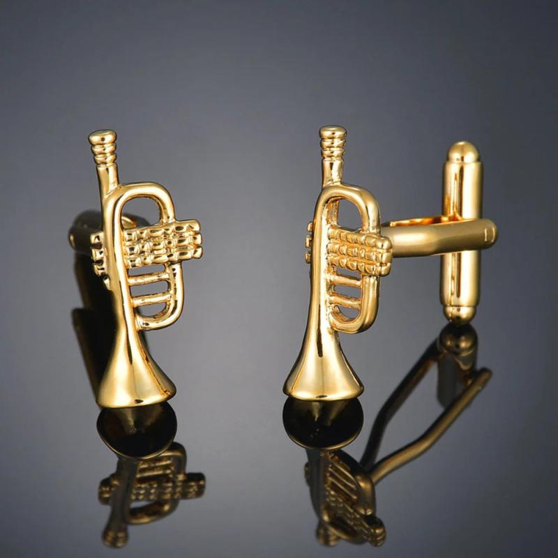 Brass Trumpet Cufflinks Musical Note Bass Cuffs