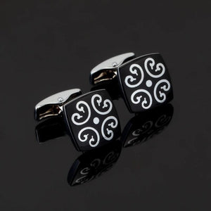 Square Stamping Vintage Flower Cuff Links Custom Enamel Cufflinks