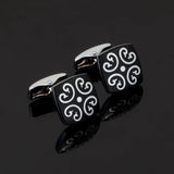 Square Stamping Vintage Flower Cuff Links Custom Enamel Cufflinks