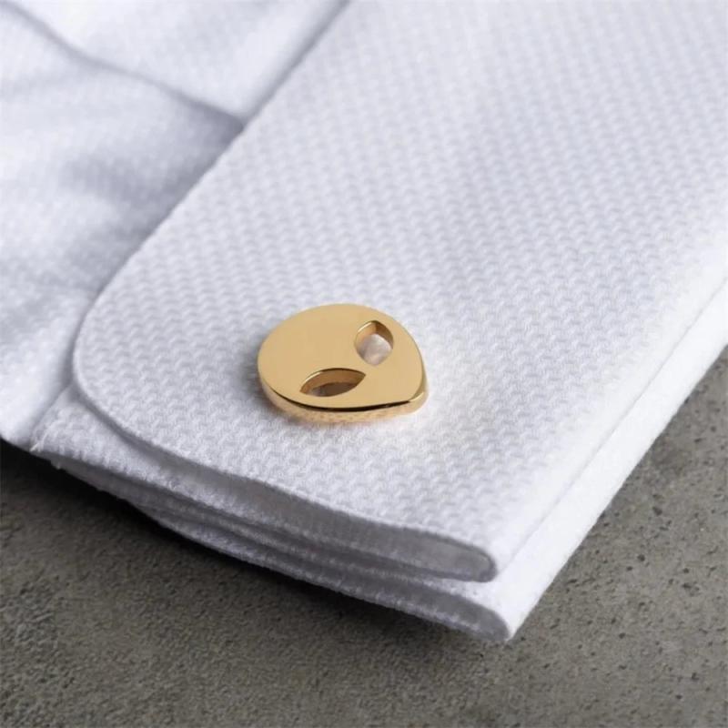Alien Mask Cufflinks Stainless Steel Punk Men's Shirt Suit Buttons