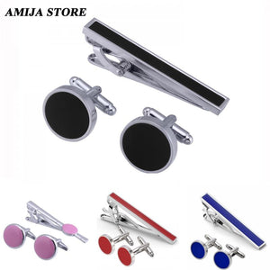 Classical Tie Clip & Cufflinks Set in Pink - Wedding Accessories