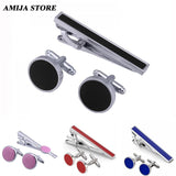 Classical Tie Clip & Cufflinks Set in Pink - Wedding Accessories