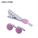 Classical Tie Clip & Cufflinks Set in Pink - Wedding Accessories