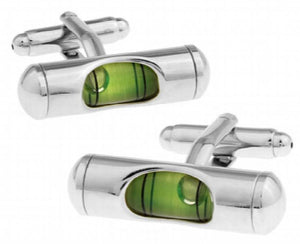 Green Spirit Level Cufflinks Fun Button Cufflinks