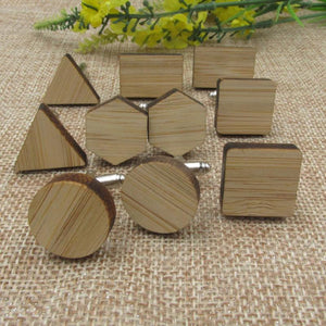 Geometric Wooden Cufflinks Bamboo Circle Square Triangle Hexagon Rectangle