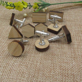 Geometric Wooden Cufflinks Bamboo Circle Square Triangle Hexagon Rectangle