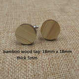 Geometric Wooden Cufflinks Bamboo Circle Square Triangle Hexagon Rectangle