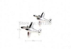 Silver Airplane Cufflinks Copper Material