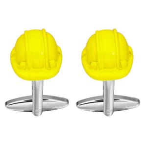 Hot Yellow Safety Helmet Cufflinks Suit Accessories