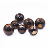 15/20/24mm Natural Wood Beads Big Hole Charms Dark Brown Wooden Balls
