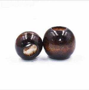15/20/24mm Natural Wood Beads Big Hole Charms Dark Brown Wooden Balls