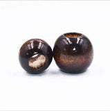15/20/24mm Natural Wood Beads Big Hole Charms Dark Brown Wooden Balls