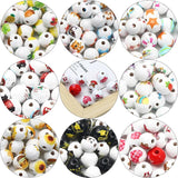 Wooden Beads Cartoon Multicolor Pattern 15mm Round Balls for DIY Jewelry Making