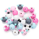 10 Pcs Wooden Beads Animal Head DIY Craft Jewelry Accessories