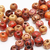200pcs Colored Wooden Beads Large Hole Painted Round Beads DIY Craft Beads