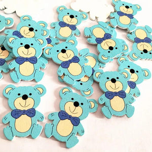 Pink/Blue Cartoon Bear Animal Wood Beads for DIY Scrapbooking Crafts