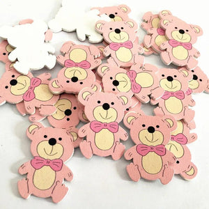 Pink/Blue Cartoon Bear Animal Wood Beads for DIY Scrapbooking Crafts