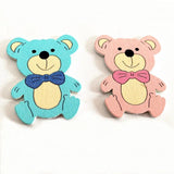 Pink/Blue Cartoon Bear Animal Wood Beads for DIY Scrapbooking Crafts