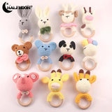 Wooden Teether Rattle Baby Crochet Pattern Toy Animal Chew Rattle