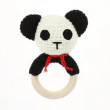 Wooden Teether Rattle Baby Crochet Pattern Toy Animal Chew Rattle