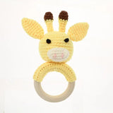 Wooden Teether Rattle Baby Crochet Pattern Toy Animal Chew Rattle