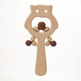 Wooden Owl Rattle Teething Ring Stroller Toy
