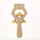 Wooden Owl Rattle Teething Ring Stroller Toy