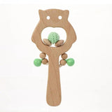 Wooden Owl Rattle Teething Ring Stroller Toy