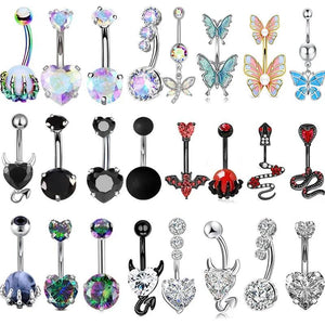 4PC Surgical Steel Crystal Belly Piercing Set