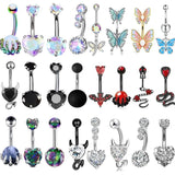 4PC Surgical Steel Crystal Belly Piercing Set