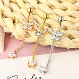 Butterfly Rhinestone Navel Ring